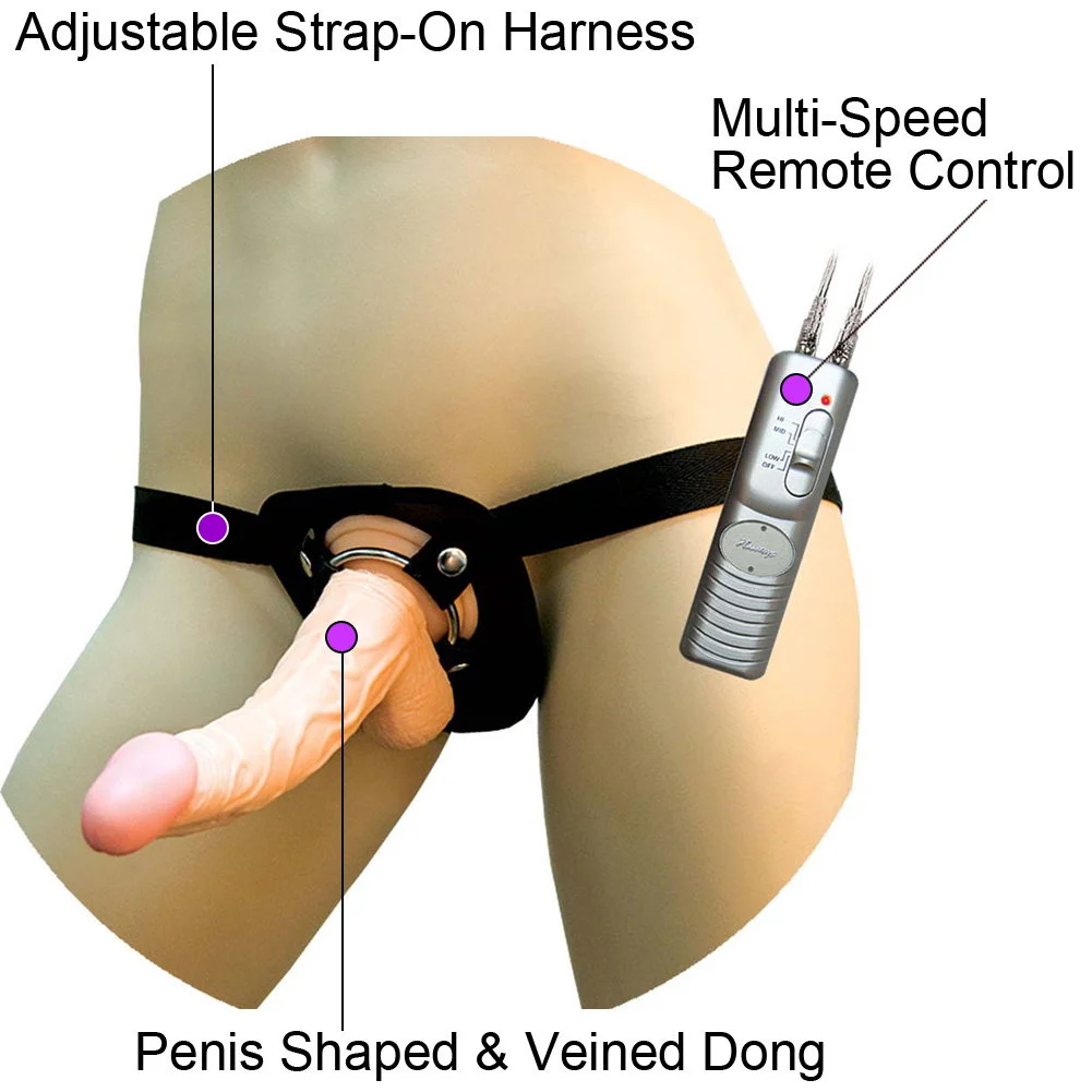 RealSkin All American Whoppers Vibrating Dong with Universal Harness, 8", Flesh