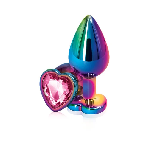 Rear Assets Multi-Color Pink Heart Aluminum Anal Plug