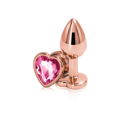 Rear Assets Rose Gold Pink Heart Aluminum Anal Plug