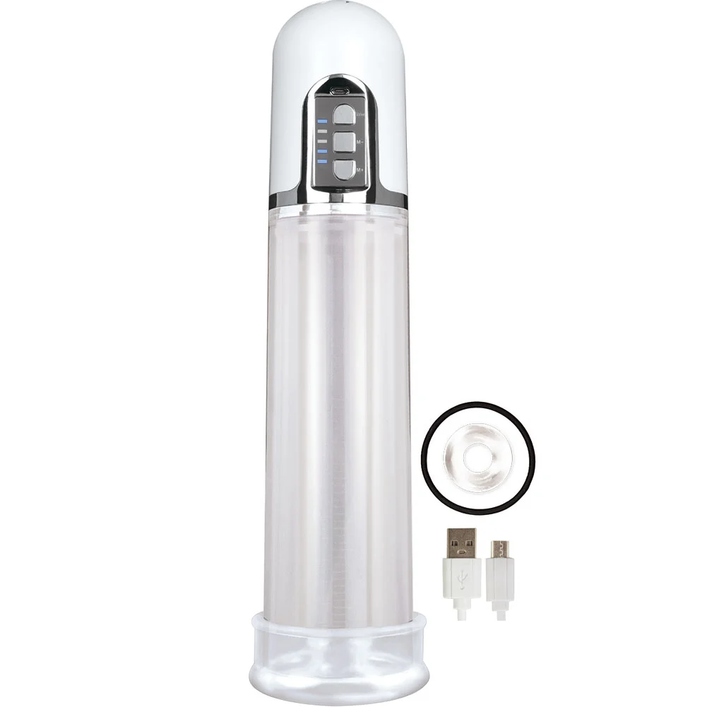 Rechargeable Electric Pump with C-Ring and Extra Gasket, 12.5" by 3", Clear