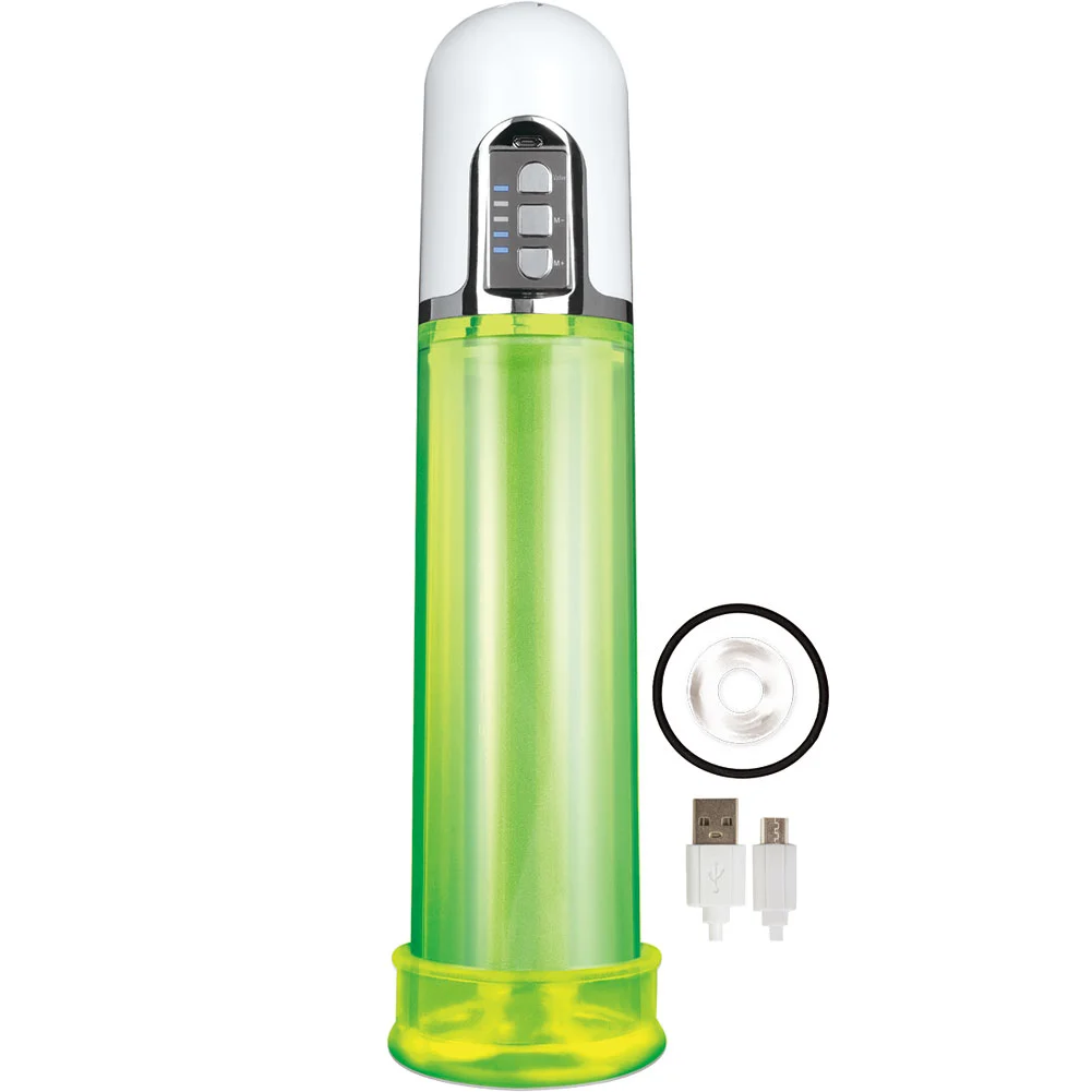 Rechargeable Electric Pump with C-Ring and Extra Gasket, 12.5" by 3", Green
