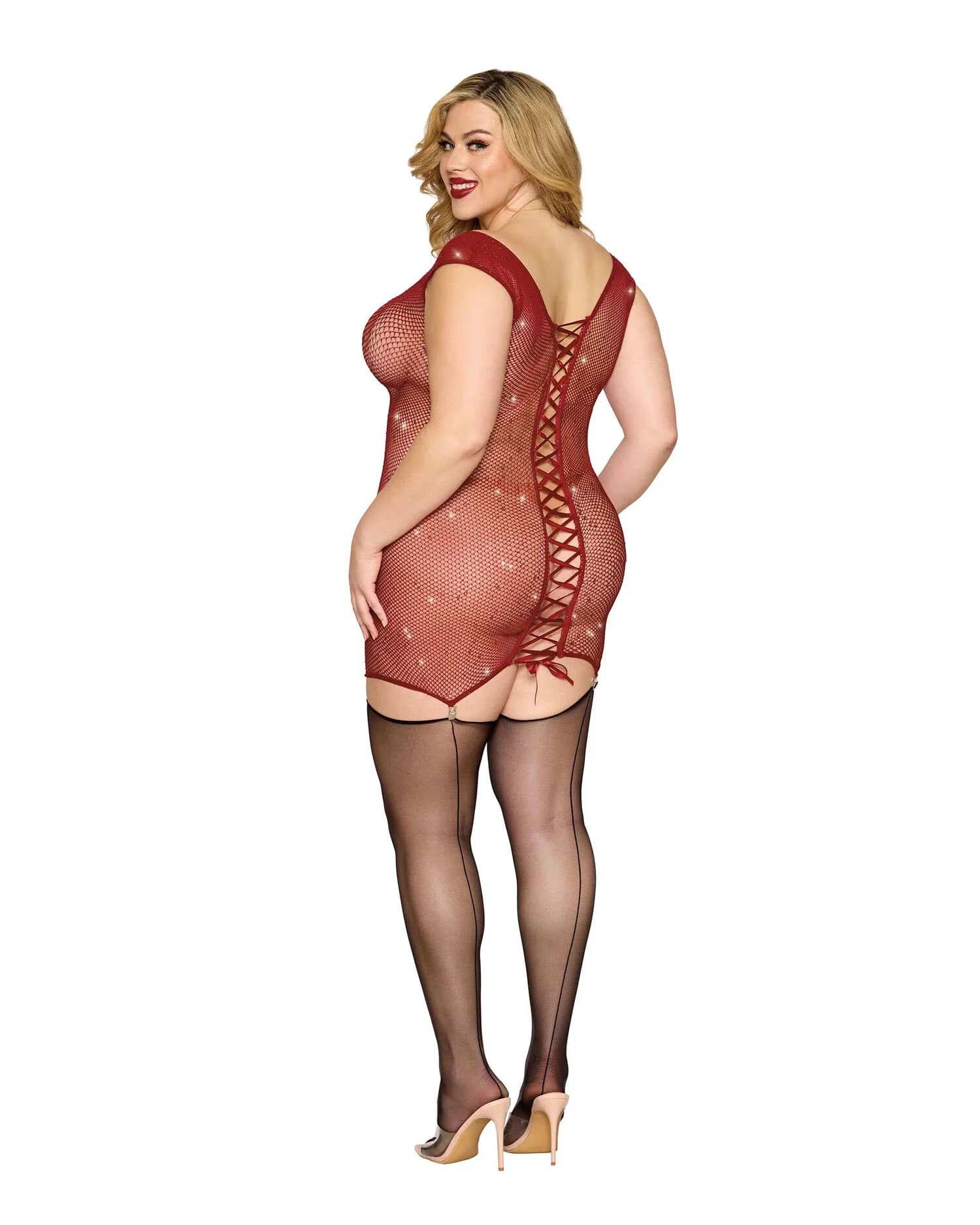 Red Diamond Garter Slip | Plus Size Lingerie