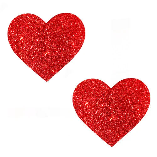 Red Glitter Heart Pasties