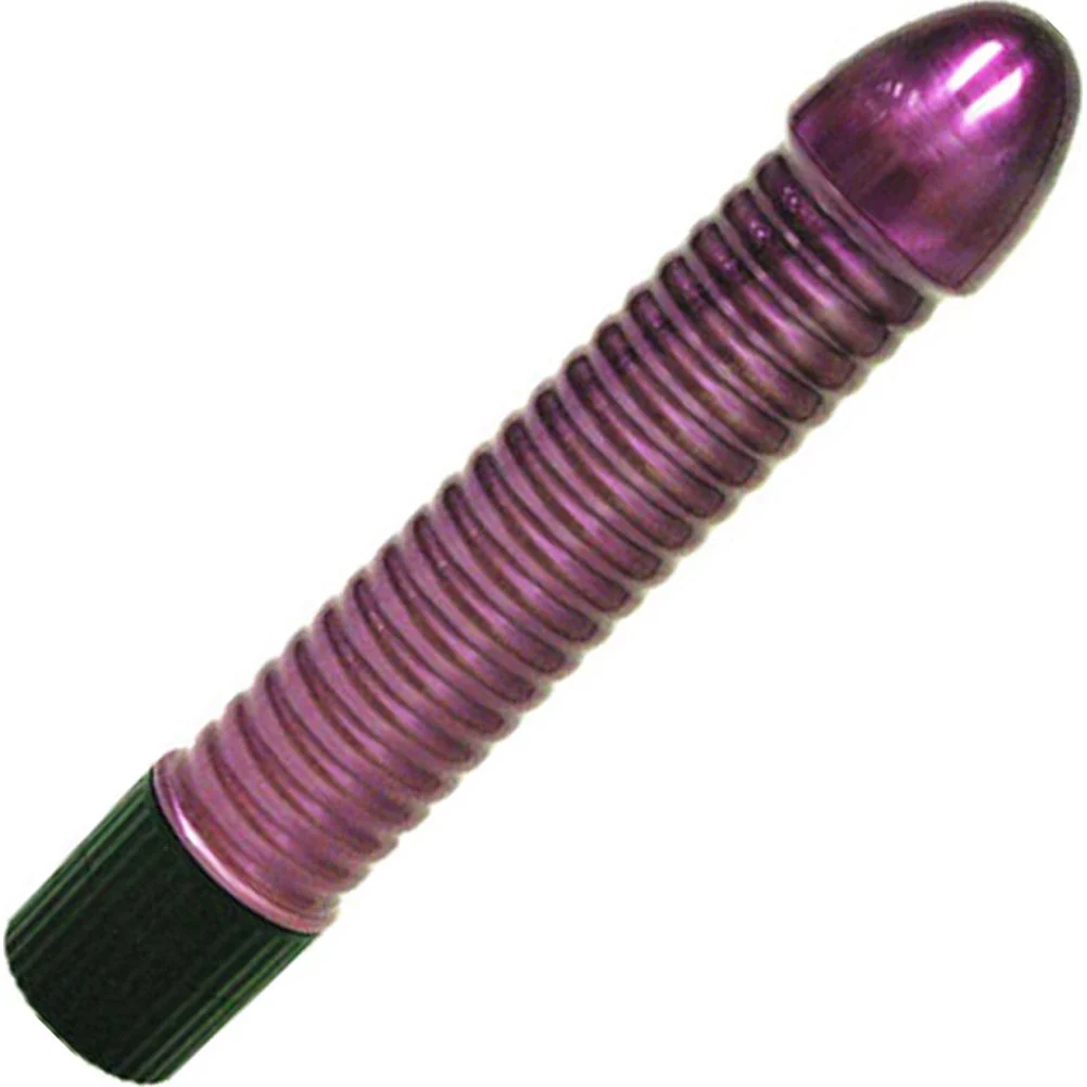 Ribbed Shaft Multi Function Vibrator, 8", Purple
