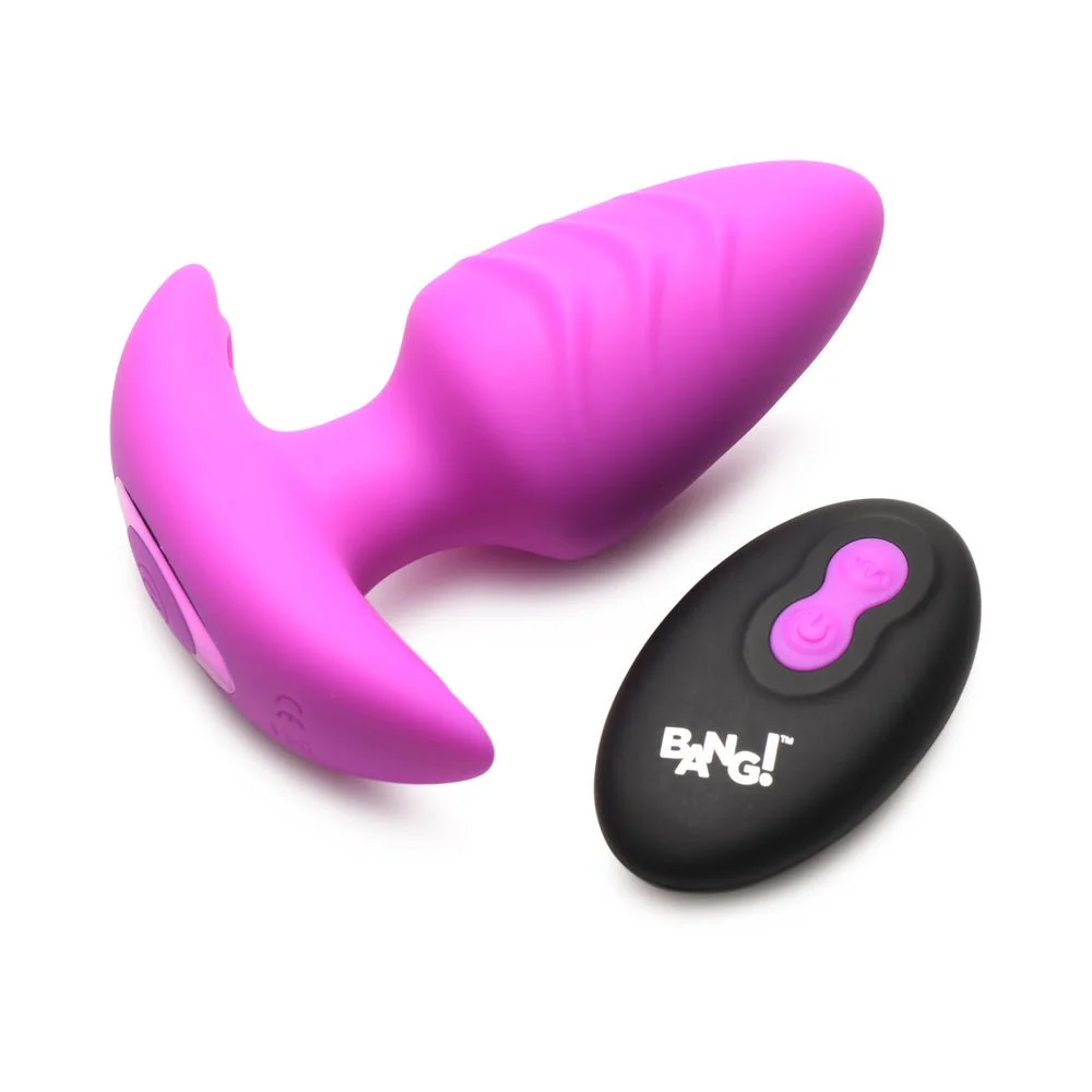 Rotating and Vibrating Silicone Butt Plug with Remote Purple
