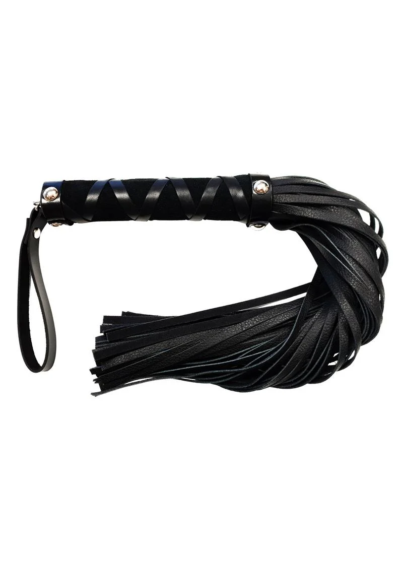 Rouge 21" Leather Flogger with Studs Black