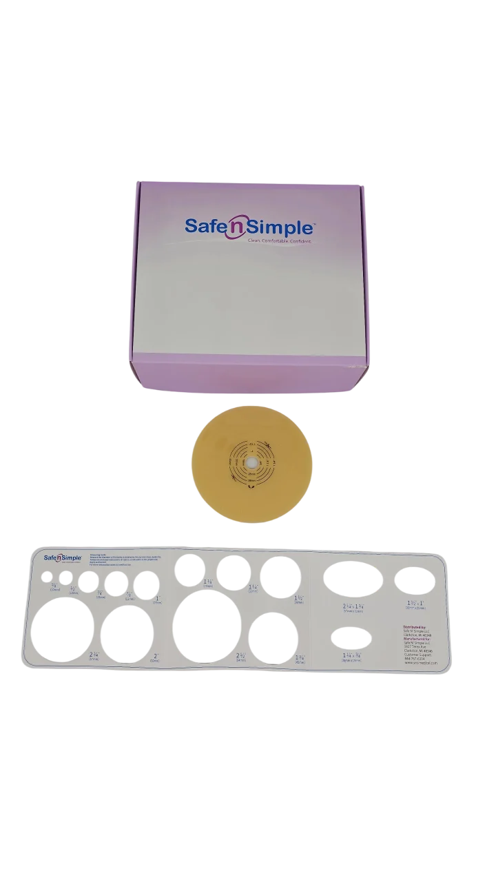 Safe N Simple 2-Piece Round Wafer Standard Wear Solid Hydrocolloid 70mm 2 3/4" Flange Cut to Fit (80 Count)