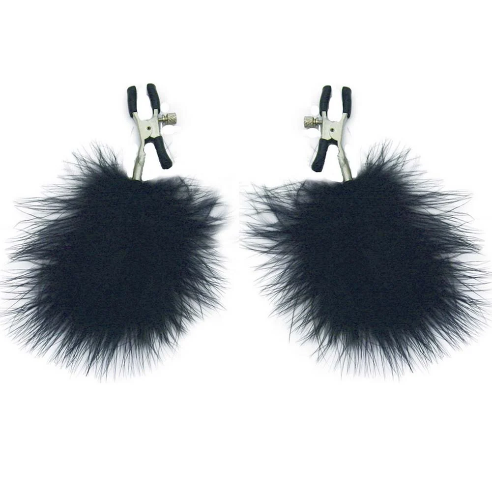S&M Feathered Nipple Clamps, Black
