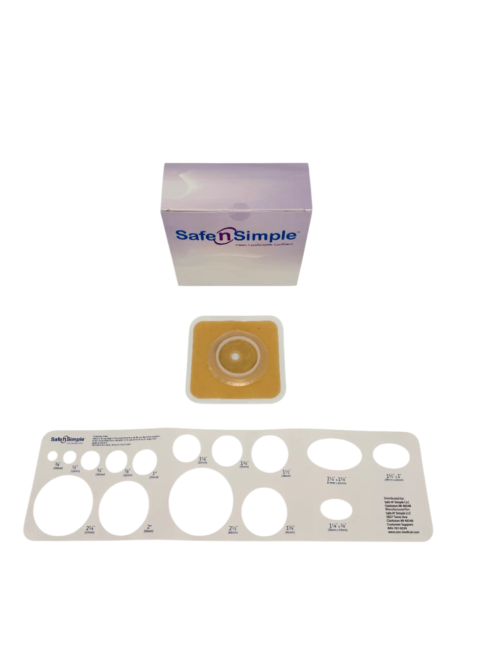 Safe N Simple 2-Piece Wafer Standard Wear Solid Hydrocolloid 45mm 1 3/4" Flange Cut to Fit (80 Count)