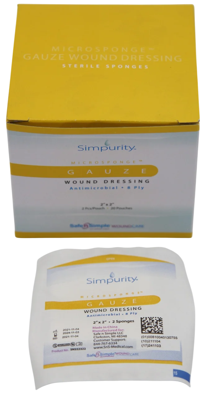 Safe N Simple Simpurity Antimicrobial Gauze Sponge (240 Count)