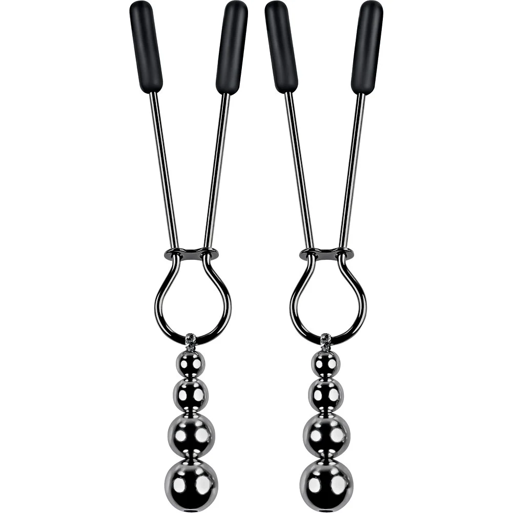 Selopa Beaded Stainless Steel Nipple Clamps, Black Chrome