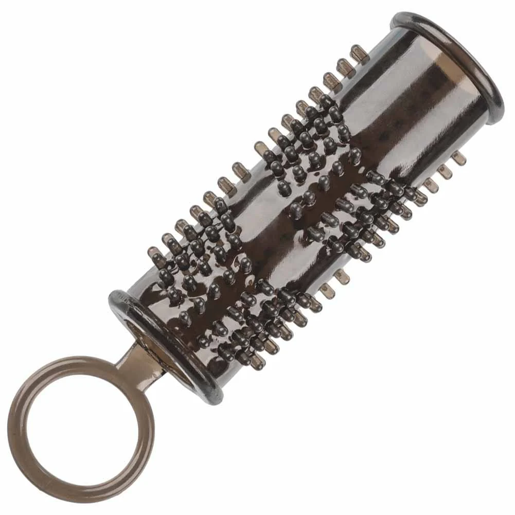 Sensation Enhancer Open-End Beaded Penis Sleeve, 4.5", Smoke