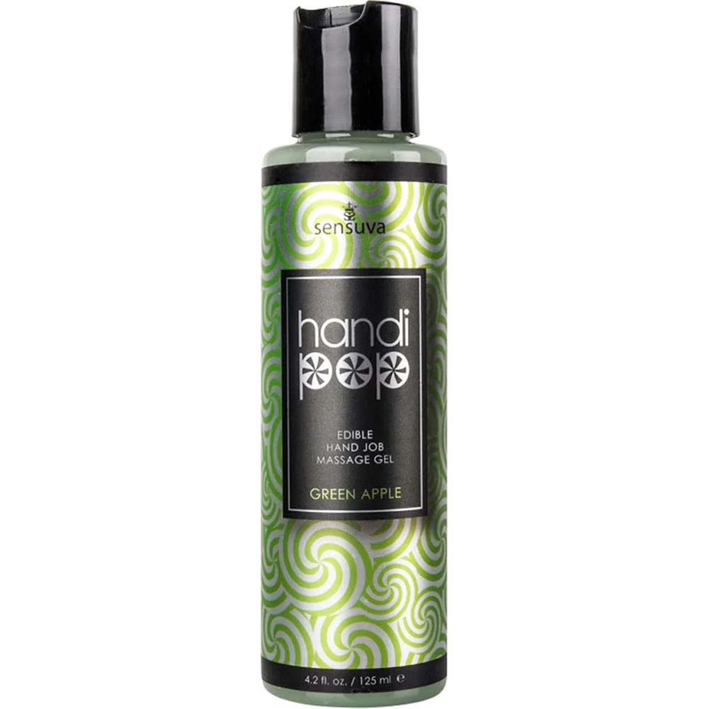 Sensuva HandiPop Edible Hand Job Massage Gel, 4.2 fl.oz (125 mL), Green Apple