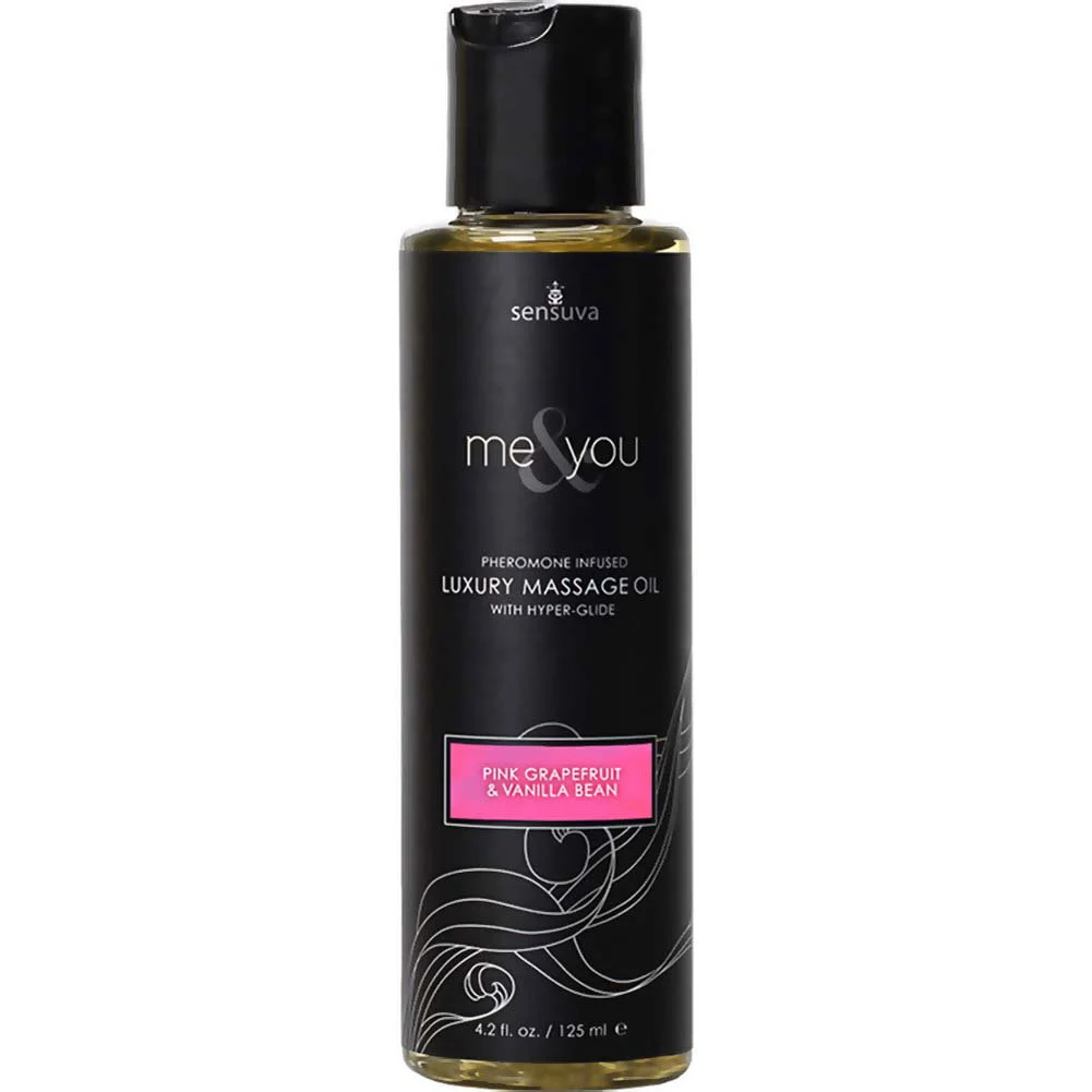 Sensuva Me & You Luxury Massage Oil, 4.2 fl.oz (125 mL), Pink Grapefruit/Vanilla Bean