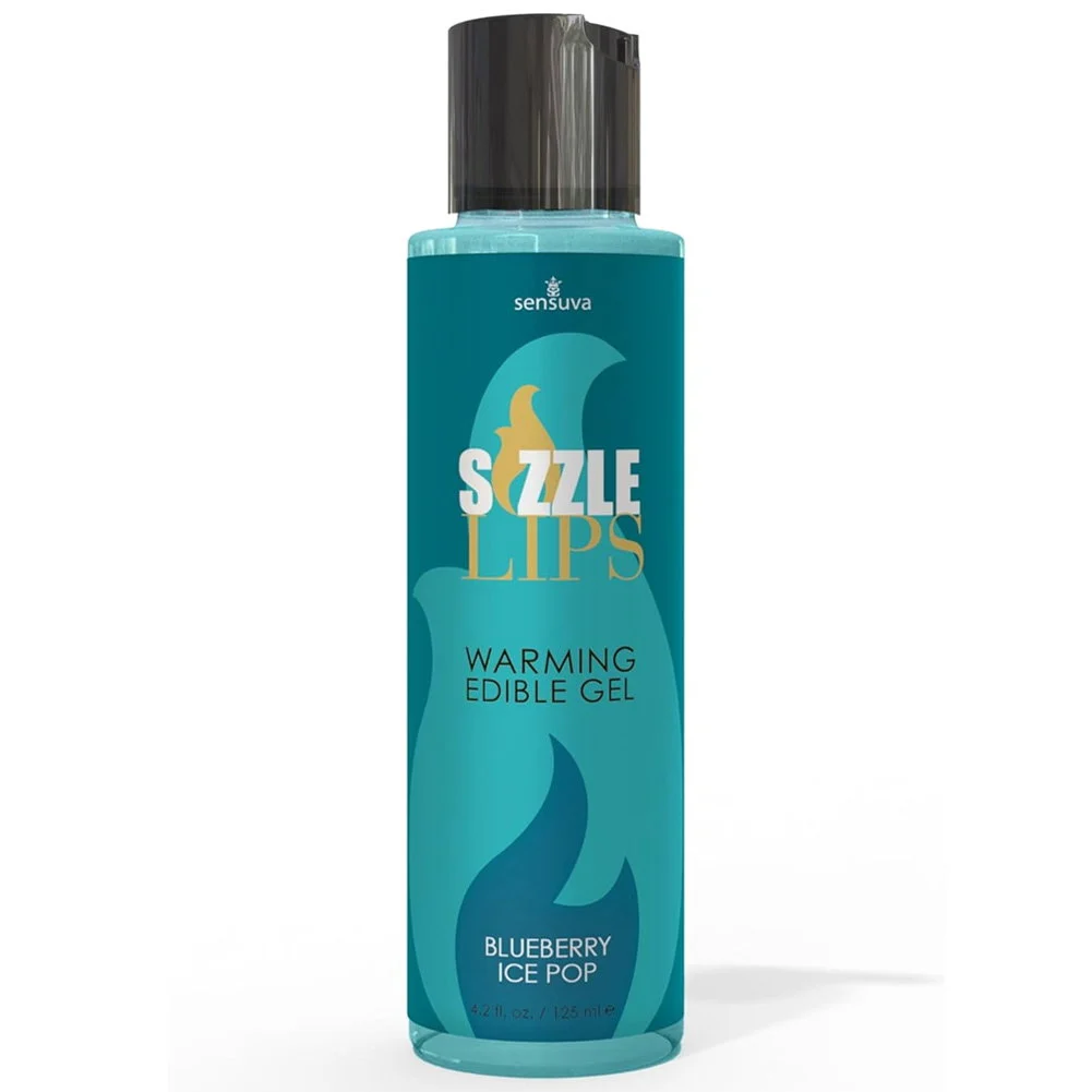 Sensuva Sizzle Lips Edible Warming Gel, 4.2 fl.oz (125 mL), Blueberry Ice Pop