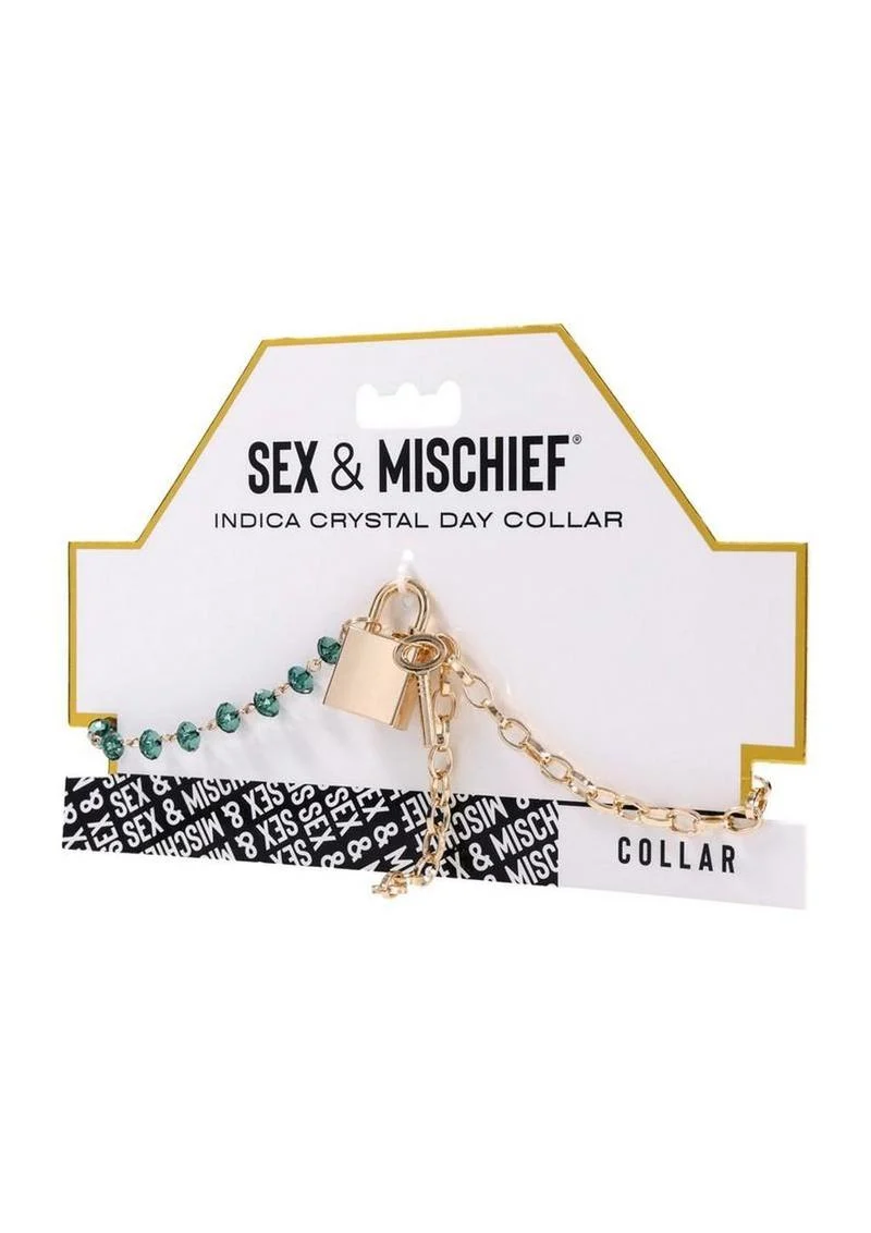 Sex & Mischief Indica Crystal Day Collar - Green/Gold