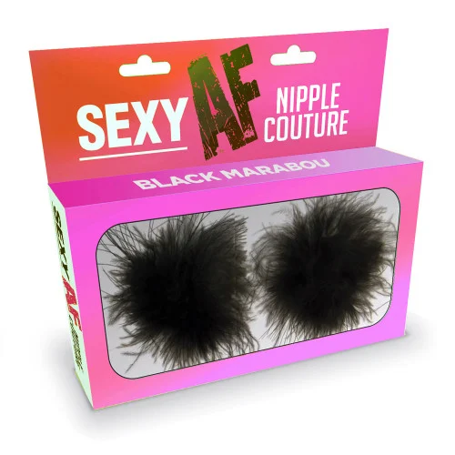 Sexy AF Nipple Couture Black Marabou Pasties