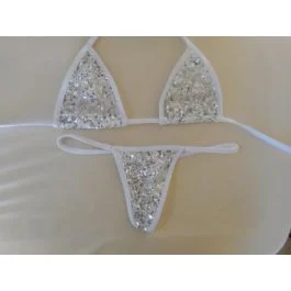 Sexy Sheer Sequin Thong Triangle Xposed Skinz Bikinis Tops Bottoms