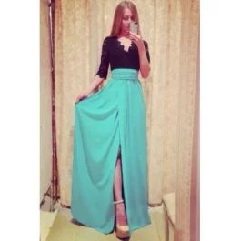 Sexy Women V Neck Lace Bodycon Long Maxi Party Evening Dress ML