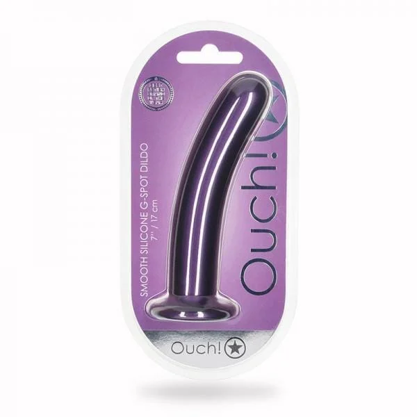 Shots Ouch! 7″ Metallic Purple G-Spot Silicone Dildo