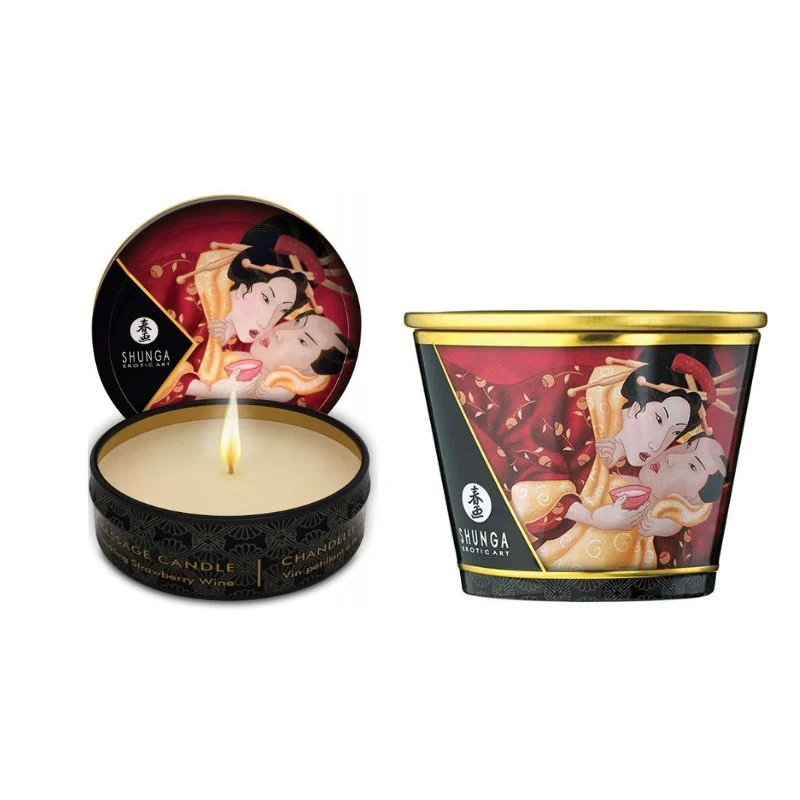 Shunga Romance Massage Candle Sparkling Strawberry Wine