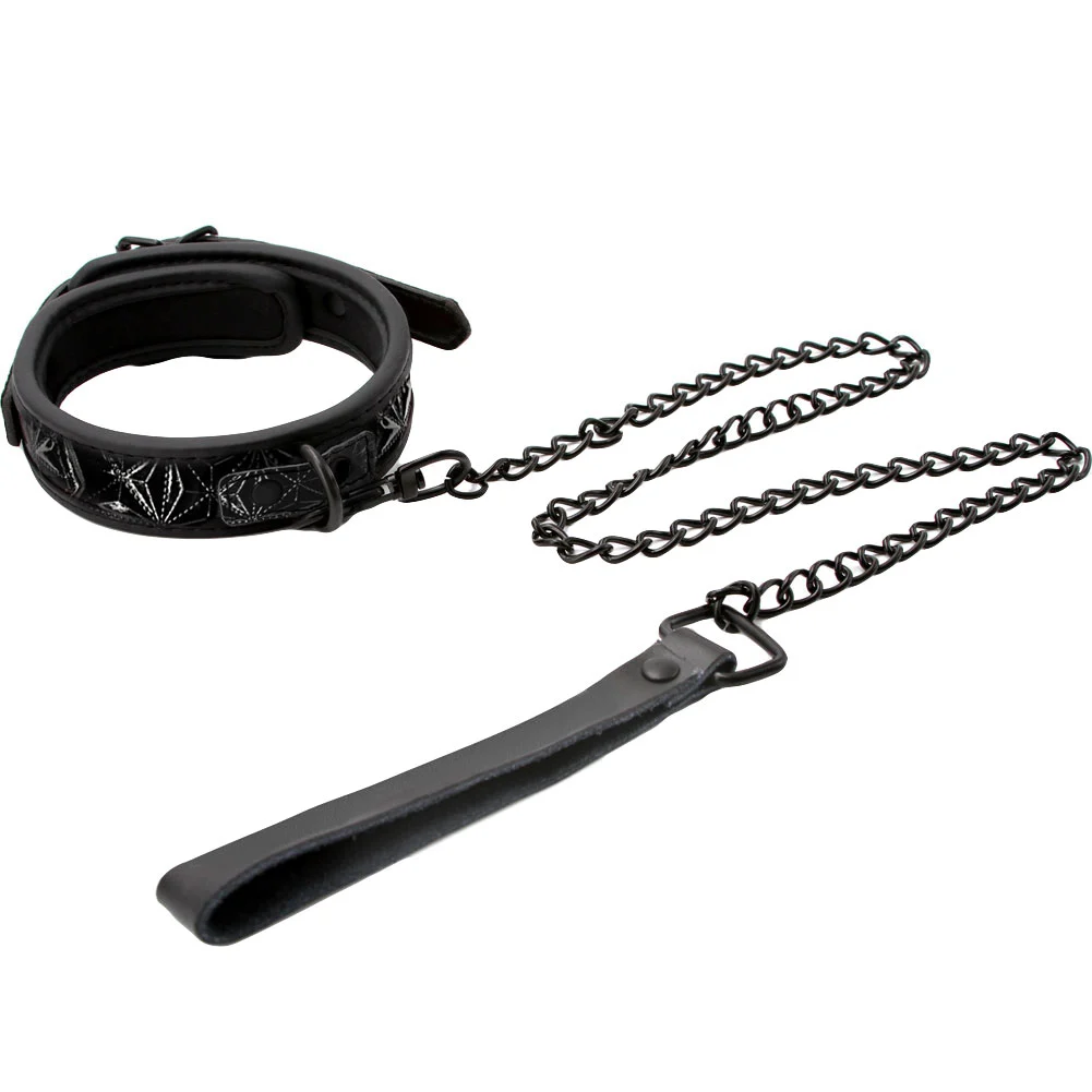 Sinful Adjustable Collar and Leash, 1" Wide, Black