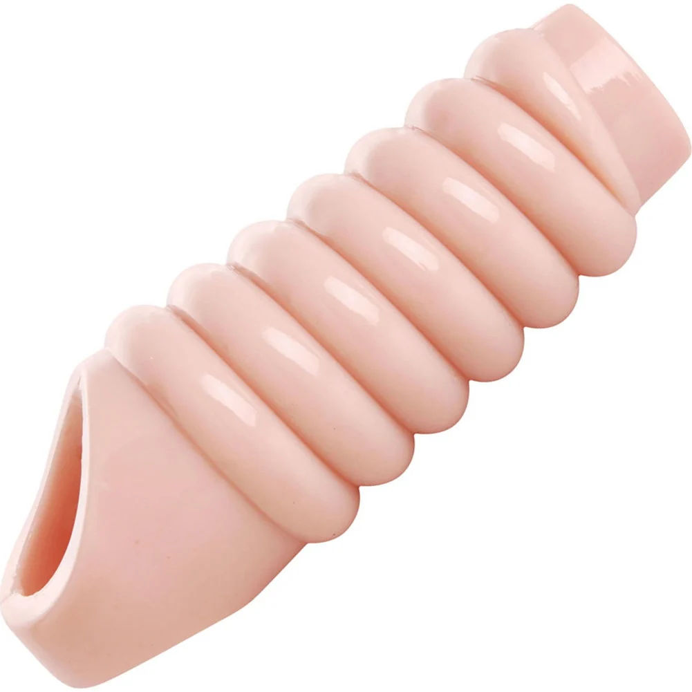 Size Matters Really Ample Ribbed Penis Enhancer Sheath, 5.75", Vanilla