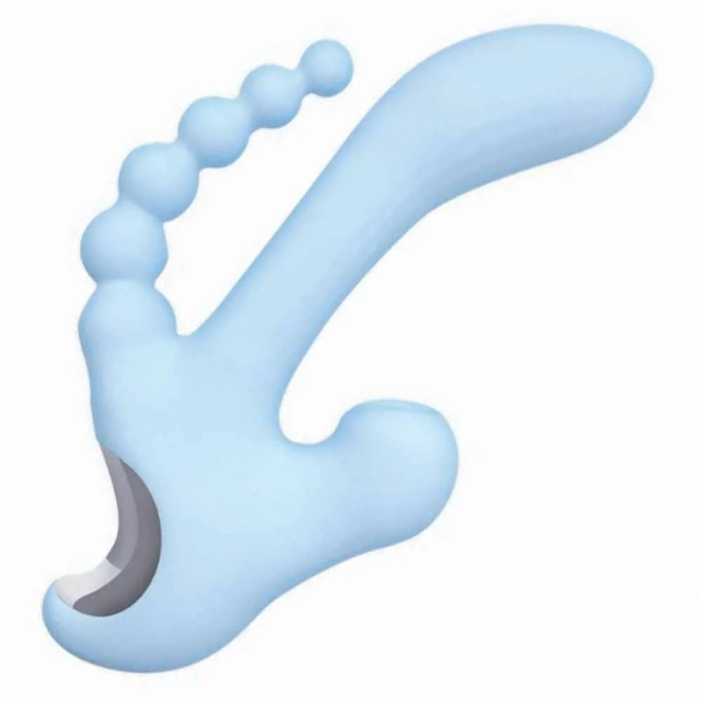 Sky Cirrus Three-Way Dual-Motor Tapping Vibrator, 8", Blue