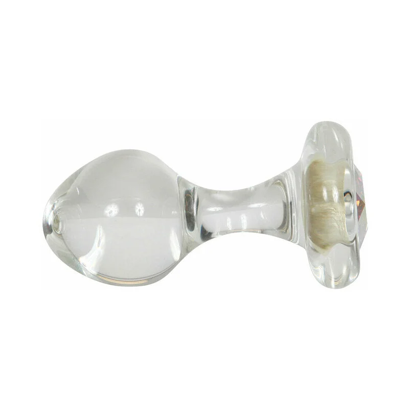 Small Clear Butt Plug with Aurora Borealis Gem
