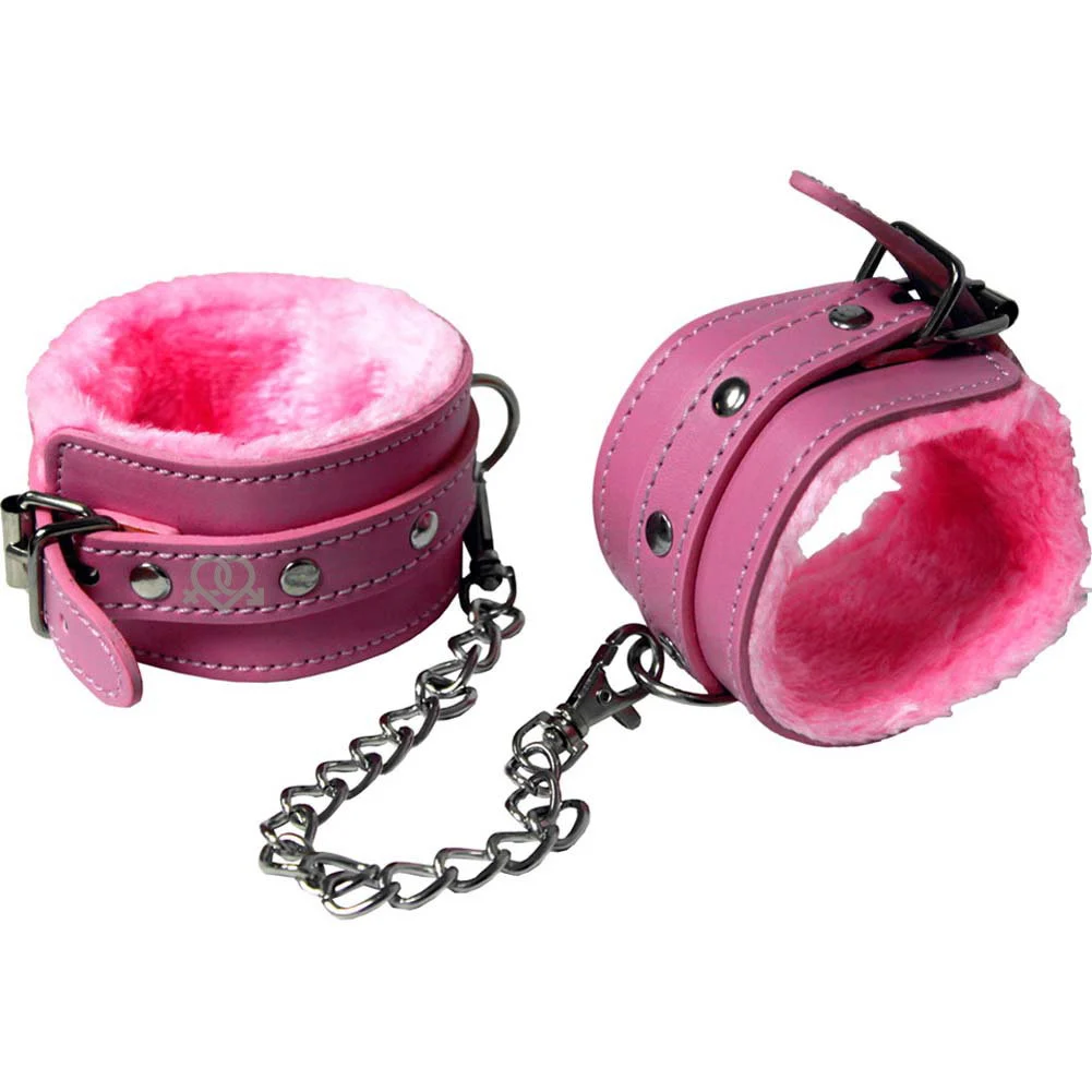 Soft & Sexy Heavy Duty Cuffs with Silver Chain, Pink