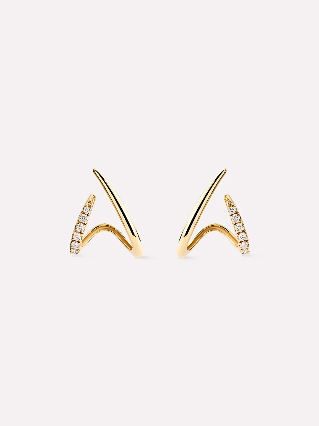 Solid Yellow Gold - Diamond Aurora Huggie Studs