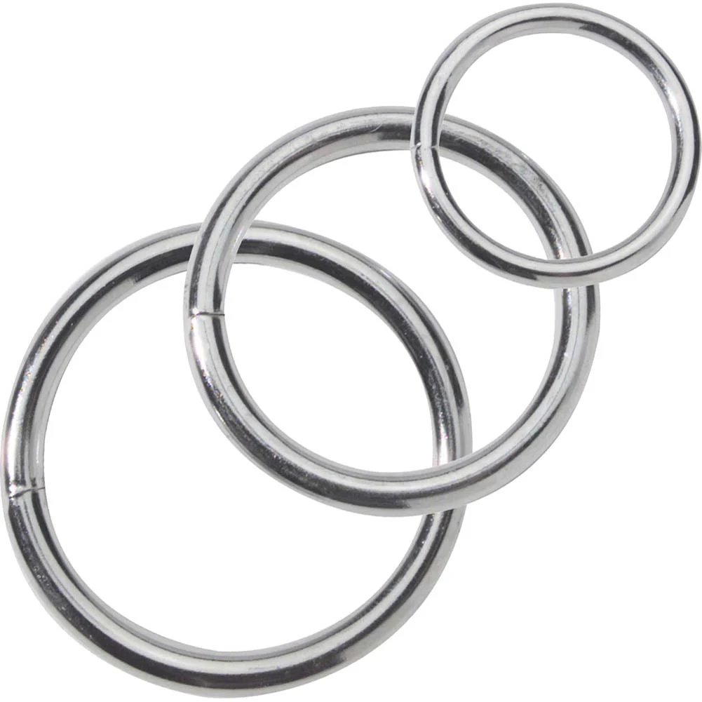 Spartacus Metal Penis Rings 3 Piece Set, Silver
