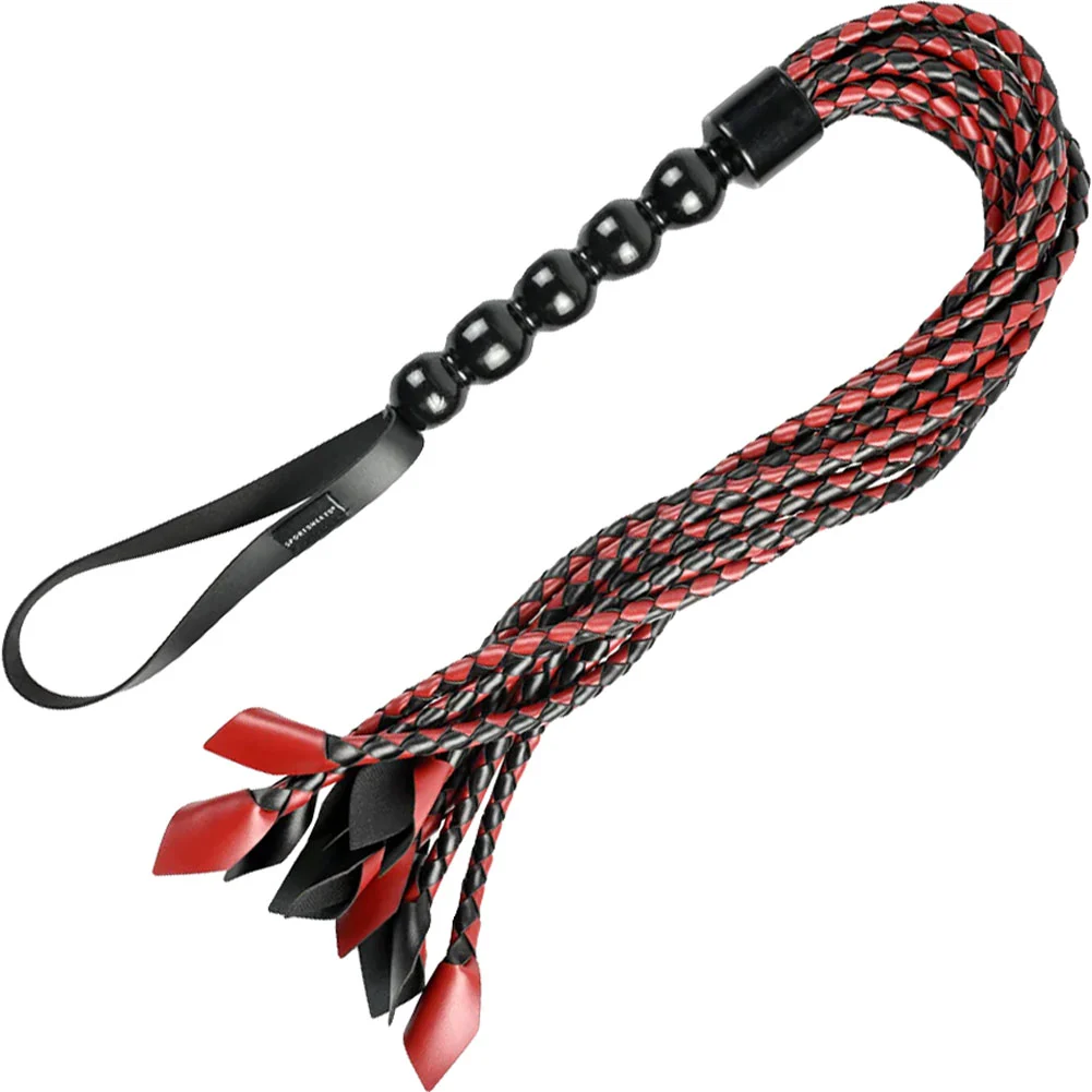 Sportsheets Saffron Braided Flogger, Red/Black