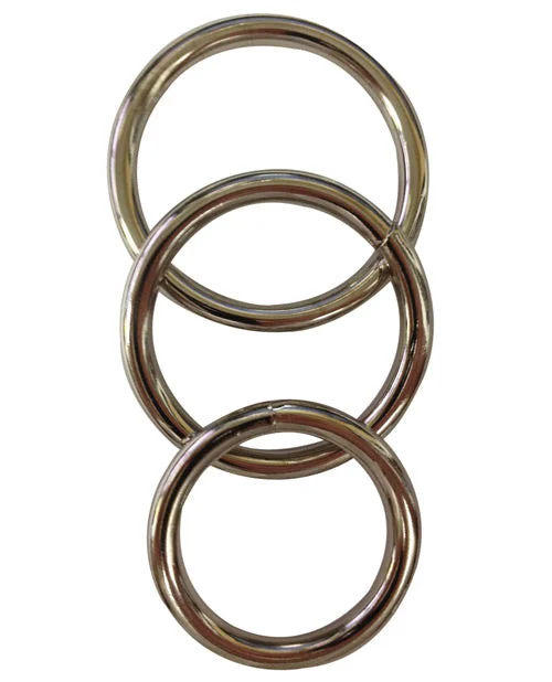 SS Metal O Ring Cock Ring 3Pk - Silver
