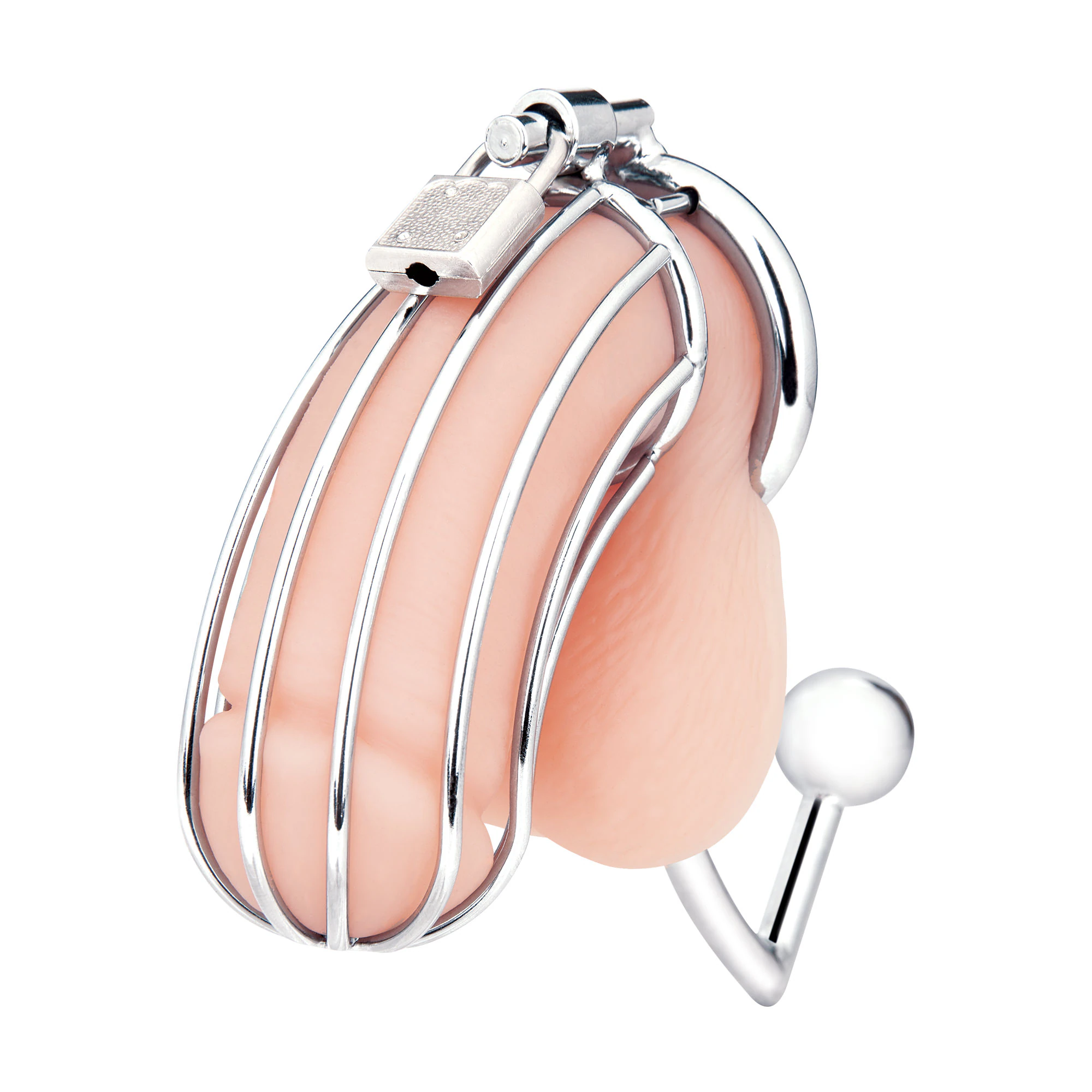 stainless steel cock cage with anal stimulator