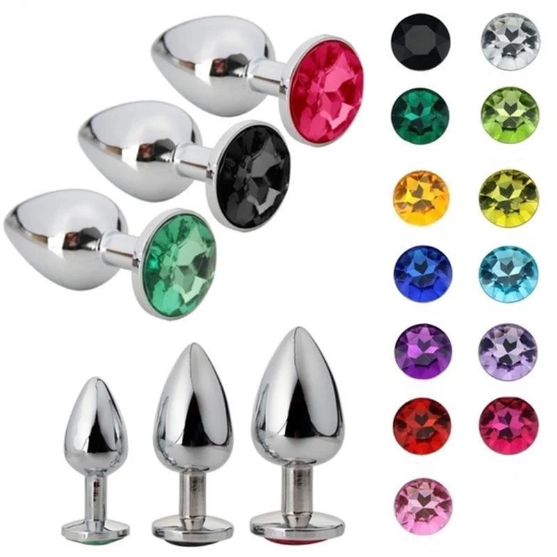 Stainless Steel Crystal Anal Plugs, 3 Sizes
