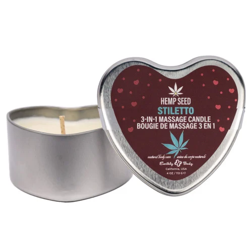 Stiletto 2025 Valentine Heart Shaped Hemp Massage Candle by Earthly Body