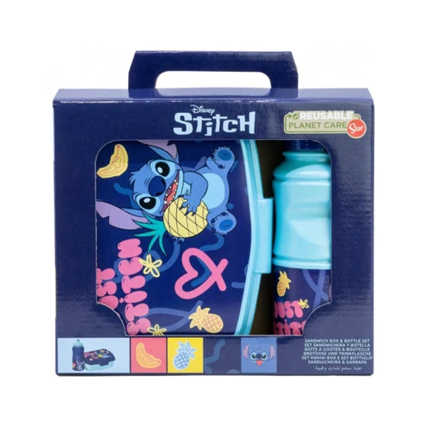 Stor 2Pcs (Bottle 380 ML + Sandwich Box) Stitch