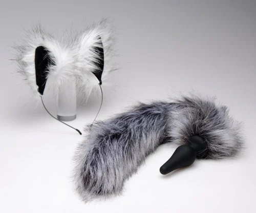 Tailz Grey Wolf Tail Anal Plug & Ears Set