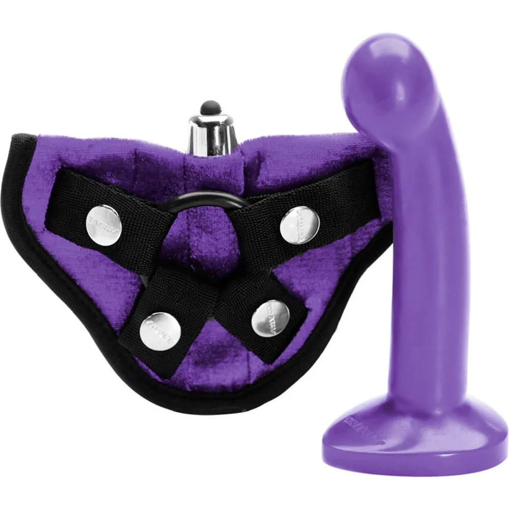 Tantus Sport Kit Vibrating Strap-On Harness Silicone Dong, 5.5", Purple