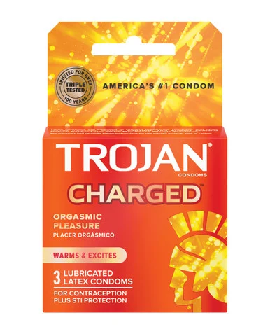 Trojan Charged Lubricated Condoms - 3pk