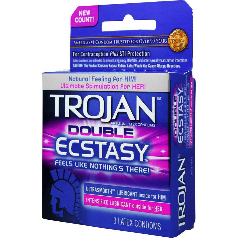 Trojan Double Ecstasy Condoms Pack of 3