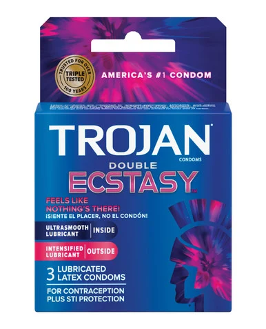 Trojan Double Ecstasy Lubricated Condoms - 3pk