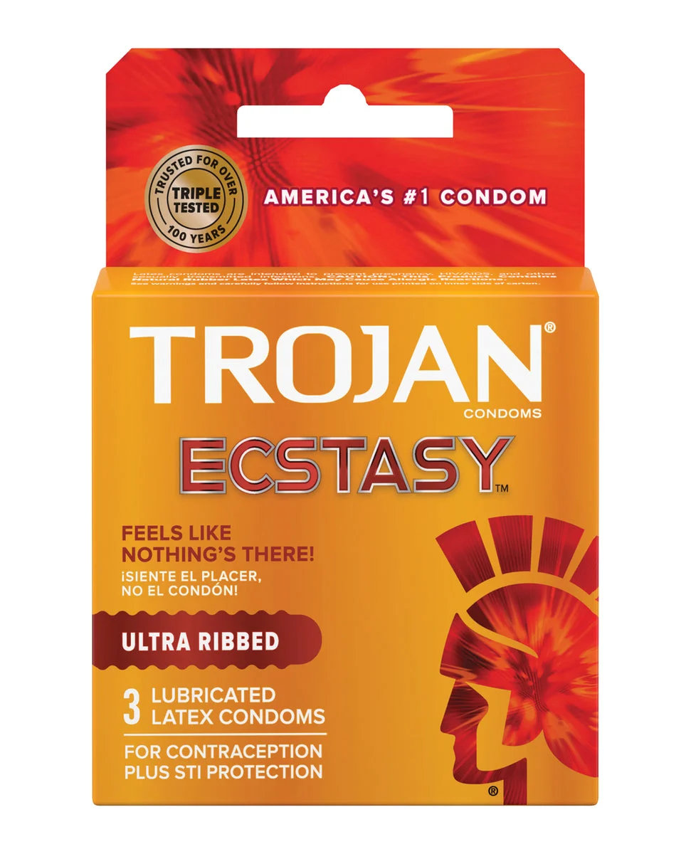 Trojan Ecstasy Ultra Ribbed 3 Pack