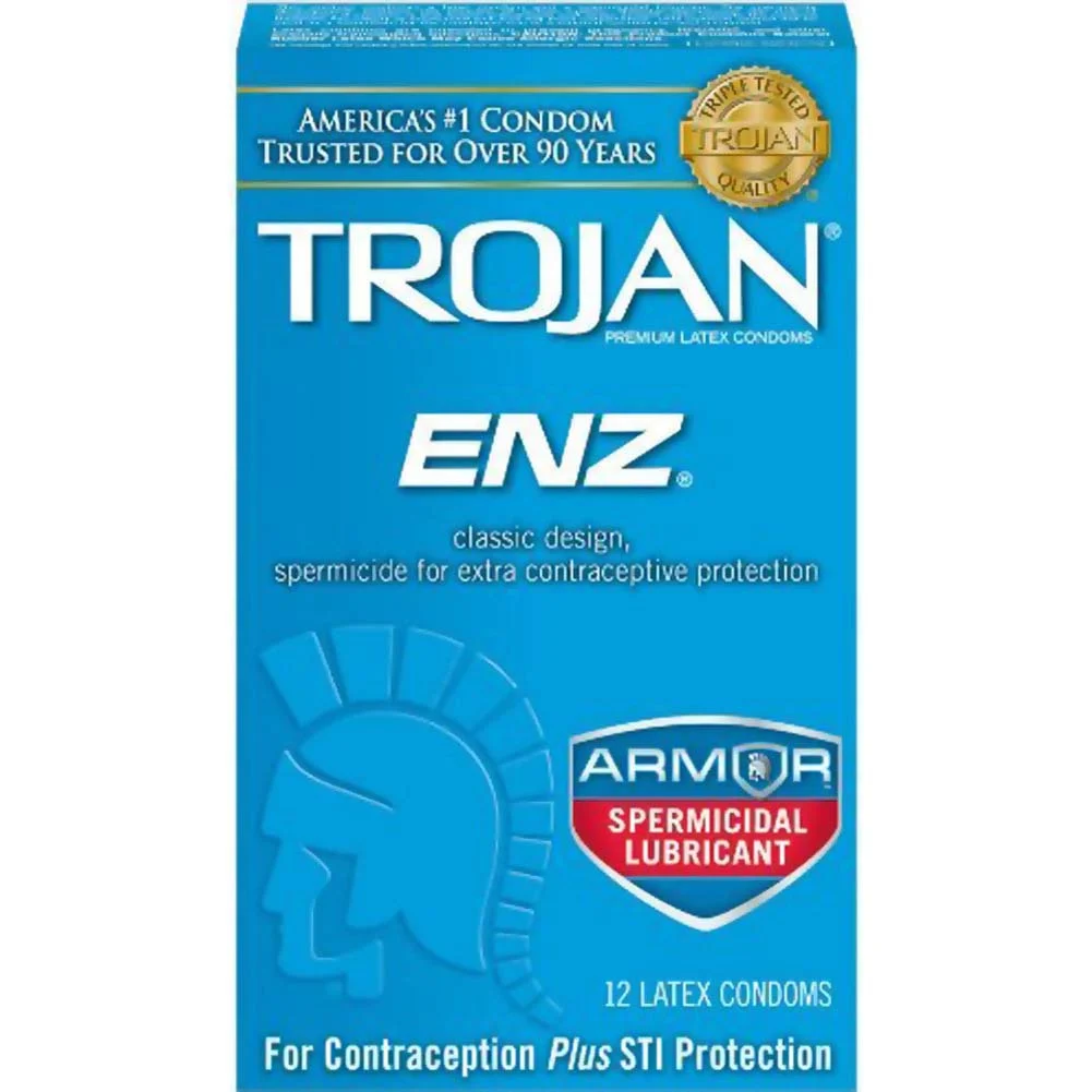 Trojan Enz ARMOR with Spermacide Lubricated Condoms, 12 Pack