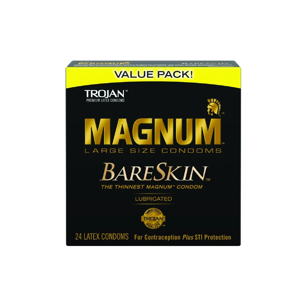 Trojan Magnum BareSkin Large Size 24 Count Lubricated Latex Condoms