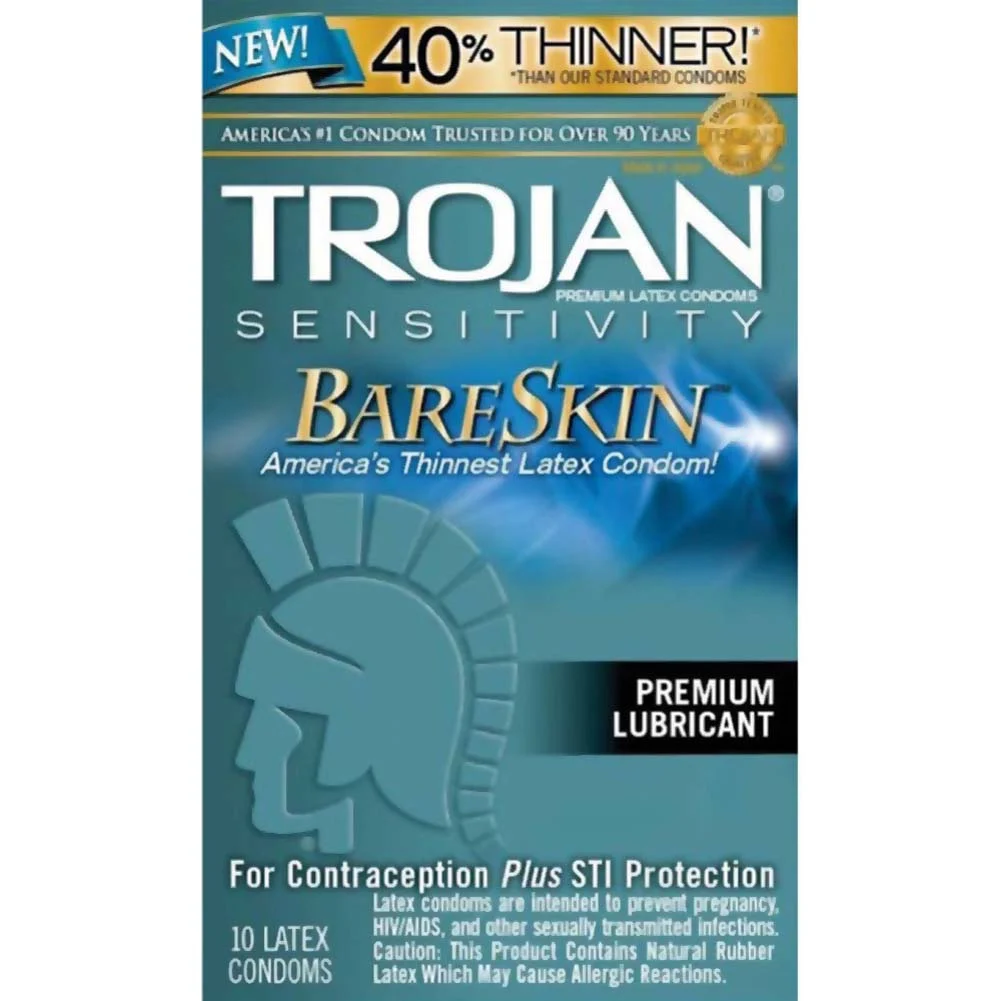 Trojan Sensitivity BareSkin Lubricated Condoms, 10 Pack