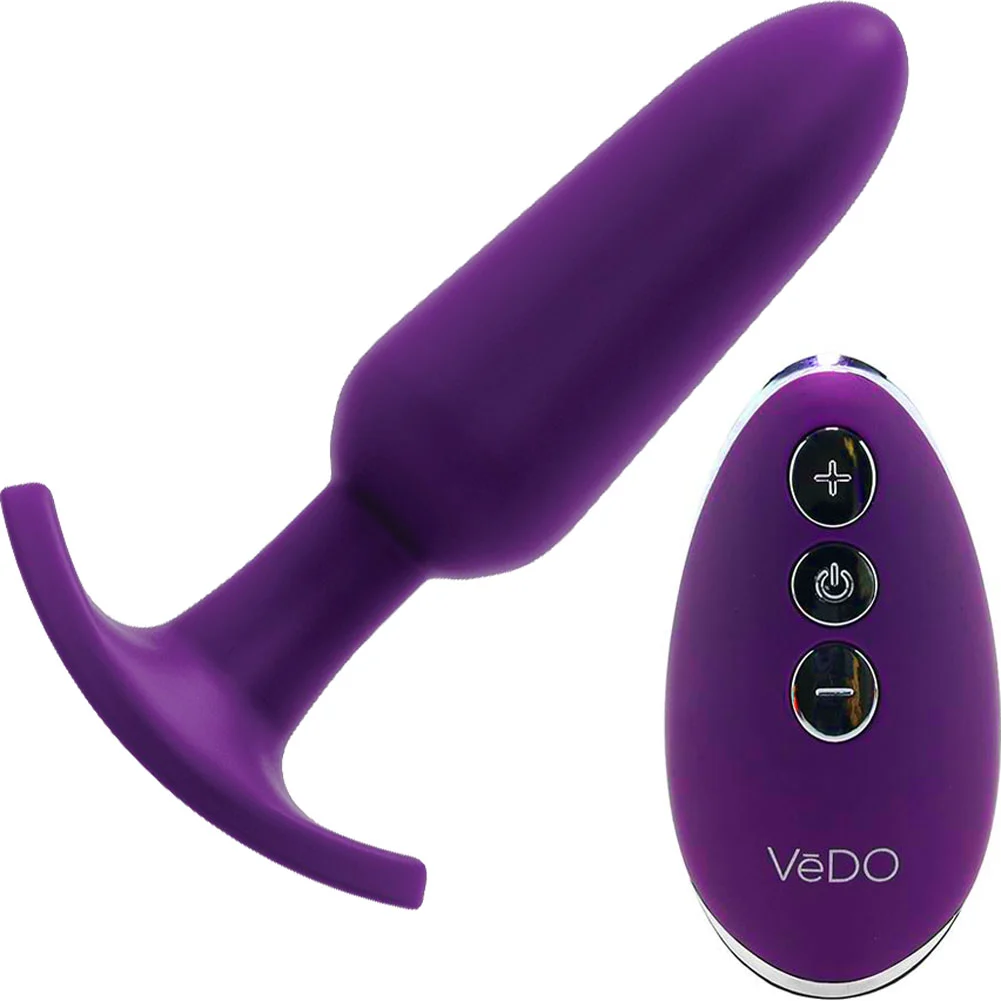 VeDO Bump Plus Remote Control Silicone Butt Plug, 5", Deep Purple
