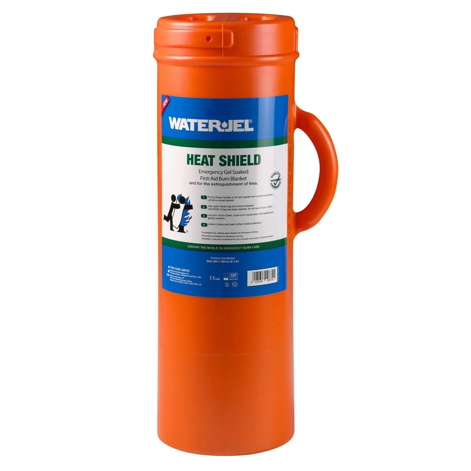 Water Jel First Responder Fire Blanket (Heat Shield) in orange canister - 8" x 6"(4 Blankets/Case)