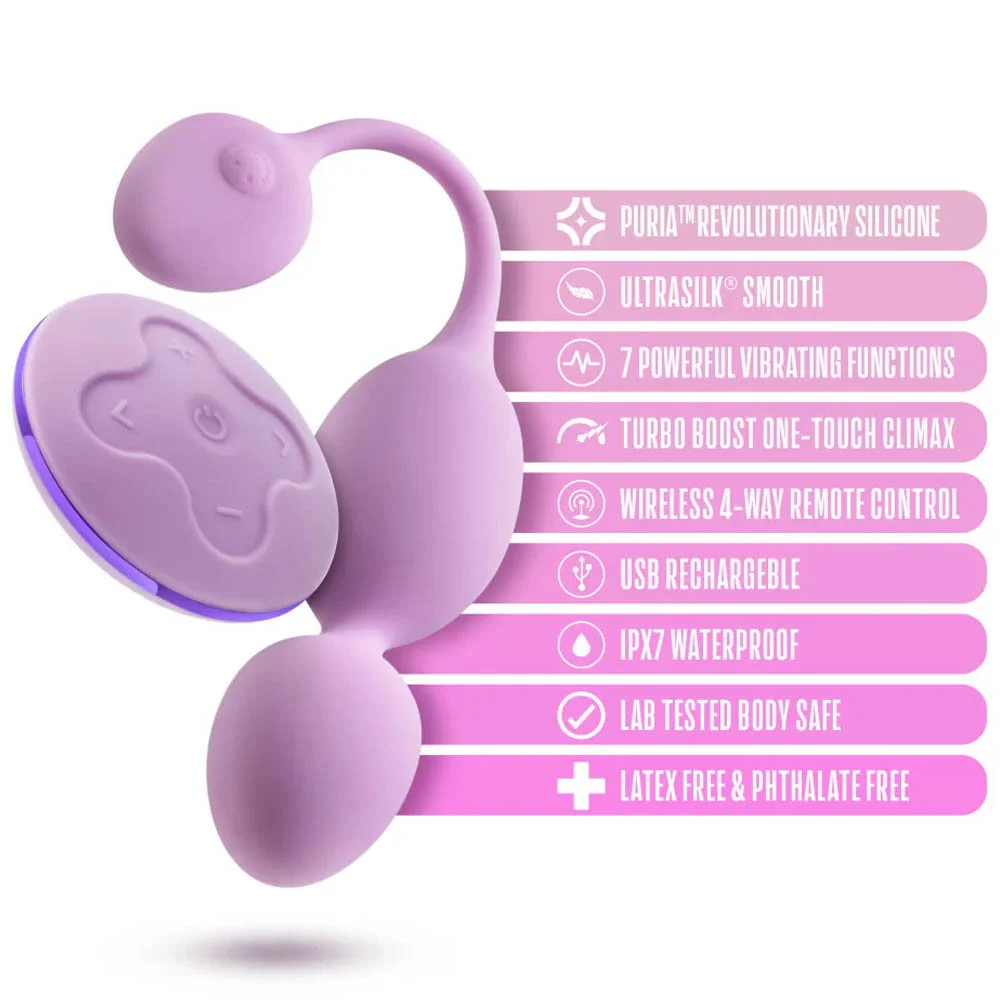 Wellness Raine Remote Control Vibrating Pelvic Floor Kegel Ball, 9", Lilac